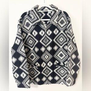 Vintage Southwestern Geometric Black and White Cotton Sweater